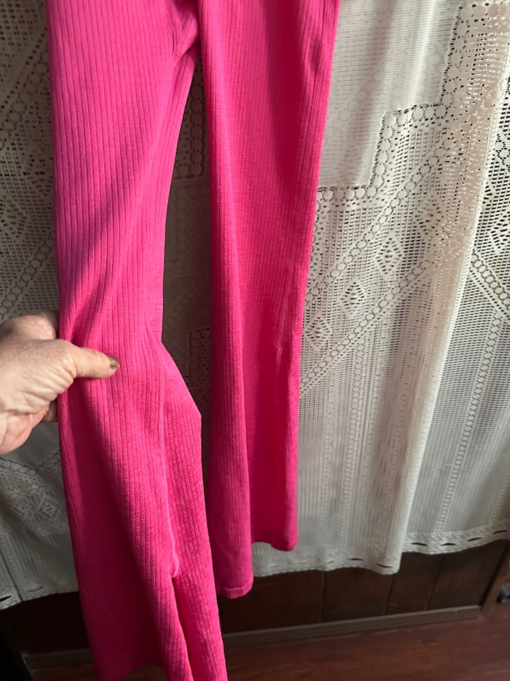 JoyLab Bright Pink Ribbed Flare Pants - Picture 2 of 4